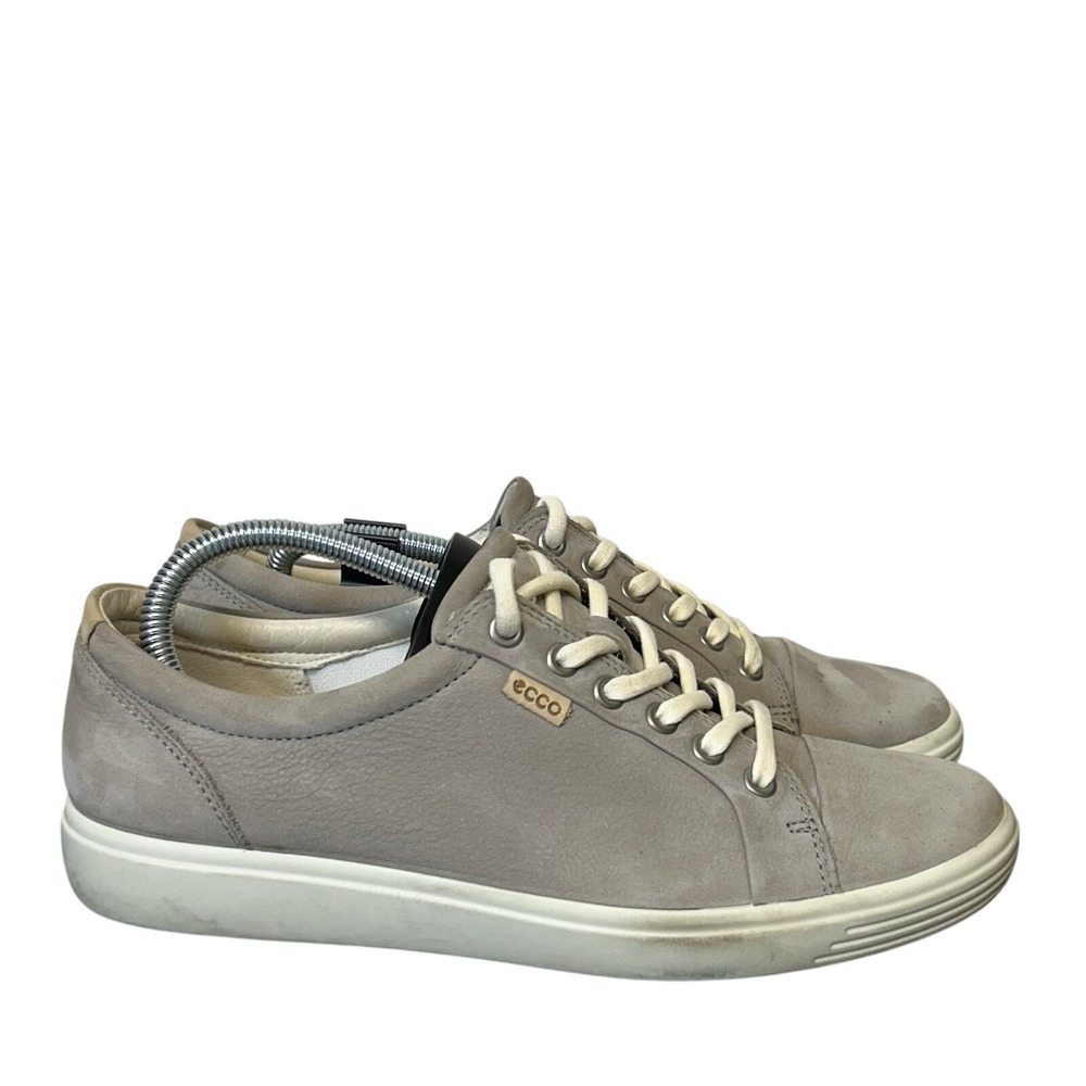 ECCO Soft 7 Nubuck Leather Lace Up‎ Sneakers Gray Comfort Shoes Women's 40 US 9